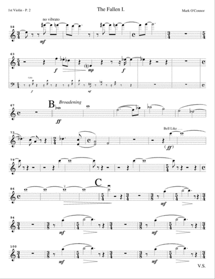 The Fallen – Flute Concerto (string parts – flute and string orchestra) Chamber Orchestra scores gallery preview page 5