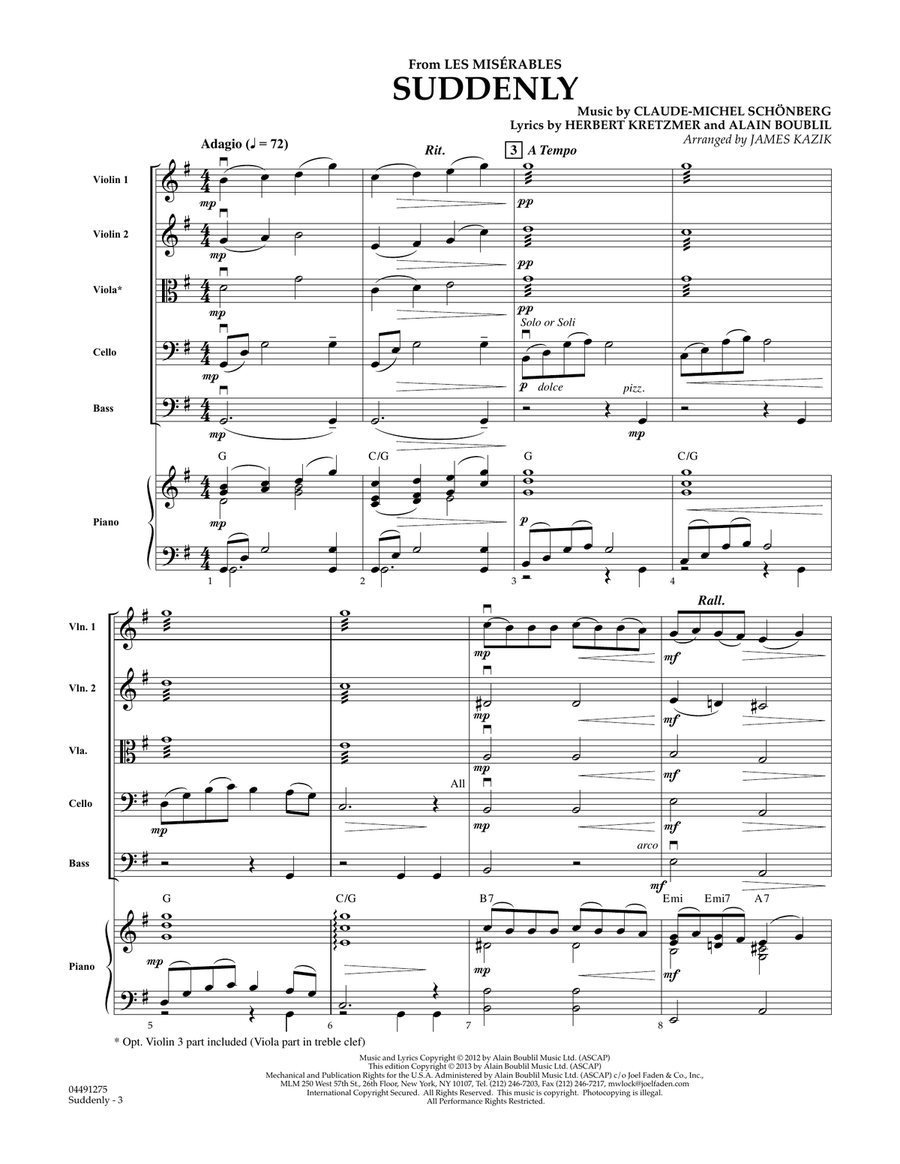Suddenly (from Les Miserables) - Conductor Score (Full Score) Orchestra scores gallery preview page 2