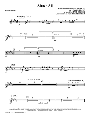 Above All (arr. Mark Brymer) - Bb Trumpet 1