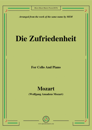 Book cover for Mozart-Die zufriedenheit,for Cello and Piano