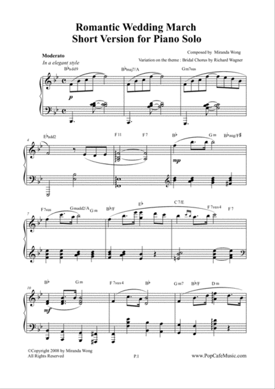Traditional Canon in D + Romantic Wedding March in Bb by Miranda Wong Piano Solo scores gallery preview page 3