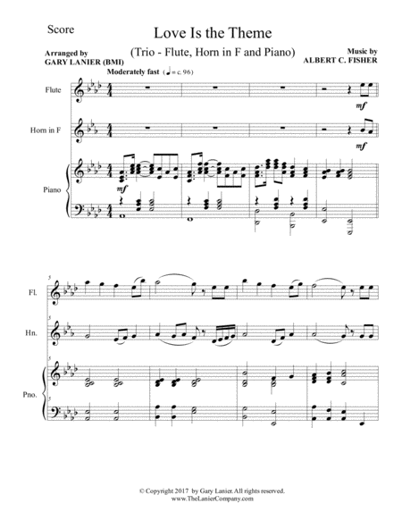 LOVE IS THE THEME (Trio – Flute, Horn in F & Piano with Score/Part) image number null