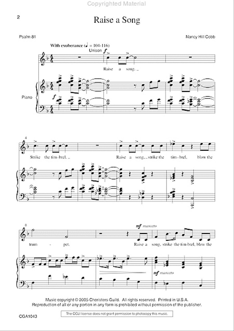 Raise a Song Raise a Song Unison Choir scores gallery preview page 2