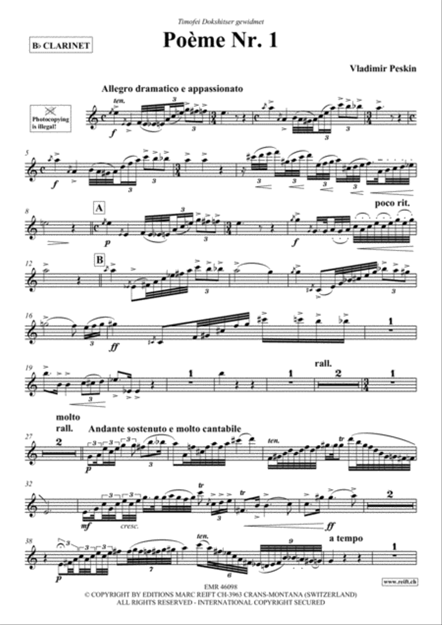 Poeme No. 1 Clarinet Solo scores gallery preview page 2