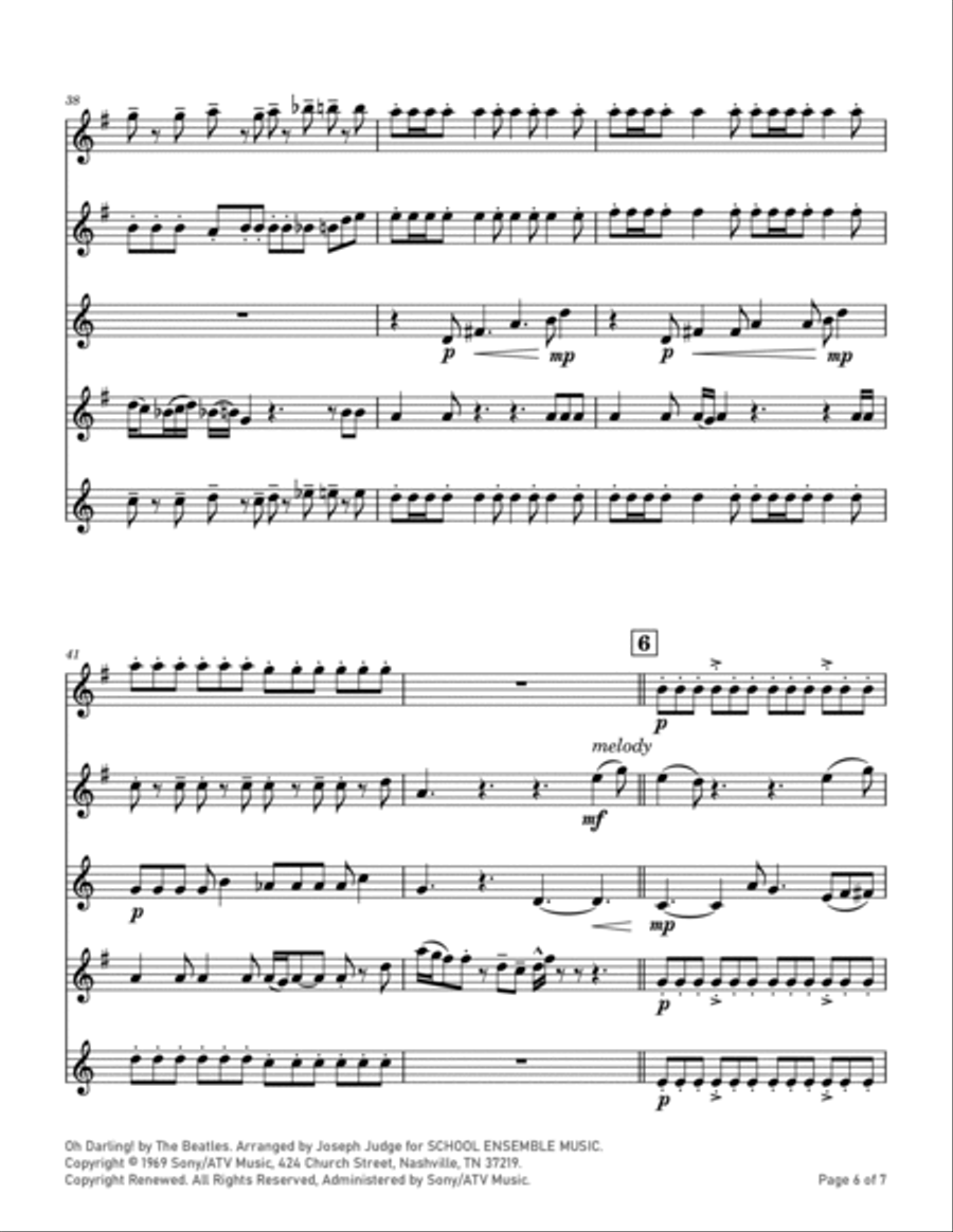 Oh! Darling Saxophone Quartet scores gallery preview page 6