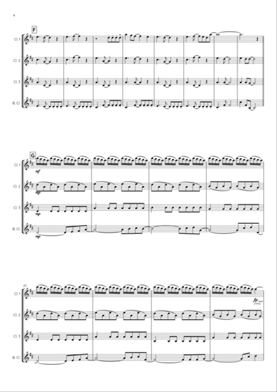 Don't Stop Believin' Clarinet Quartet scores gallery preview page 4