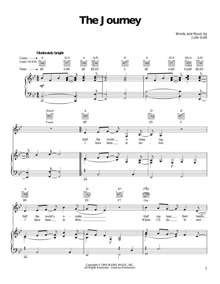 The Journey The Journey Piano, Vocal, Guitar scores gallery preview page 1