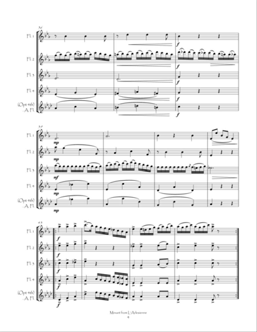 Minuet from L'Arlesienne for Flute Quartet Flute Quartet scores gallery preview page 4