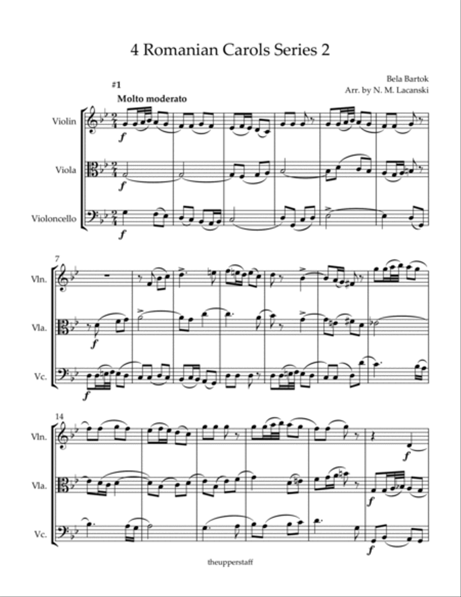 4 Romanian Carols Series 2 #1, 3, 6, 8 String Trio scores gallery preview page 2