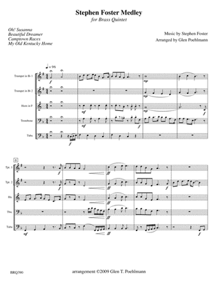 Book cover for STEPHEN FOSTER MEDLEY for BRASS QUINTET - 4 popular songs (Unaccompanied)