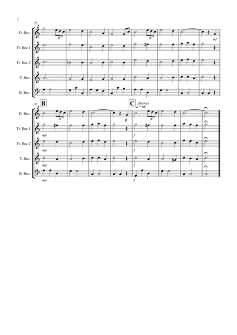 Amazing Grace for Recorder Quintet Recorder scores gallery preview page 2
