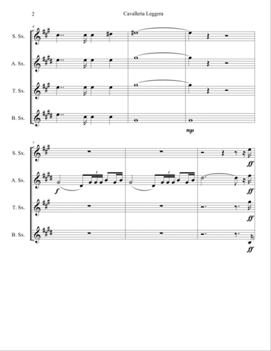 Cavalleria Leggera - Overture Saxophone Quartet scores gallery preview page 3