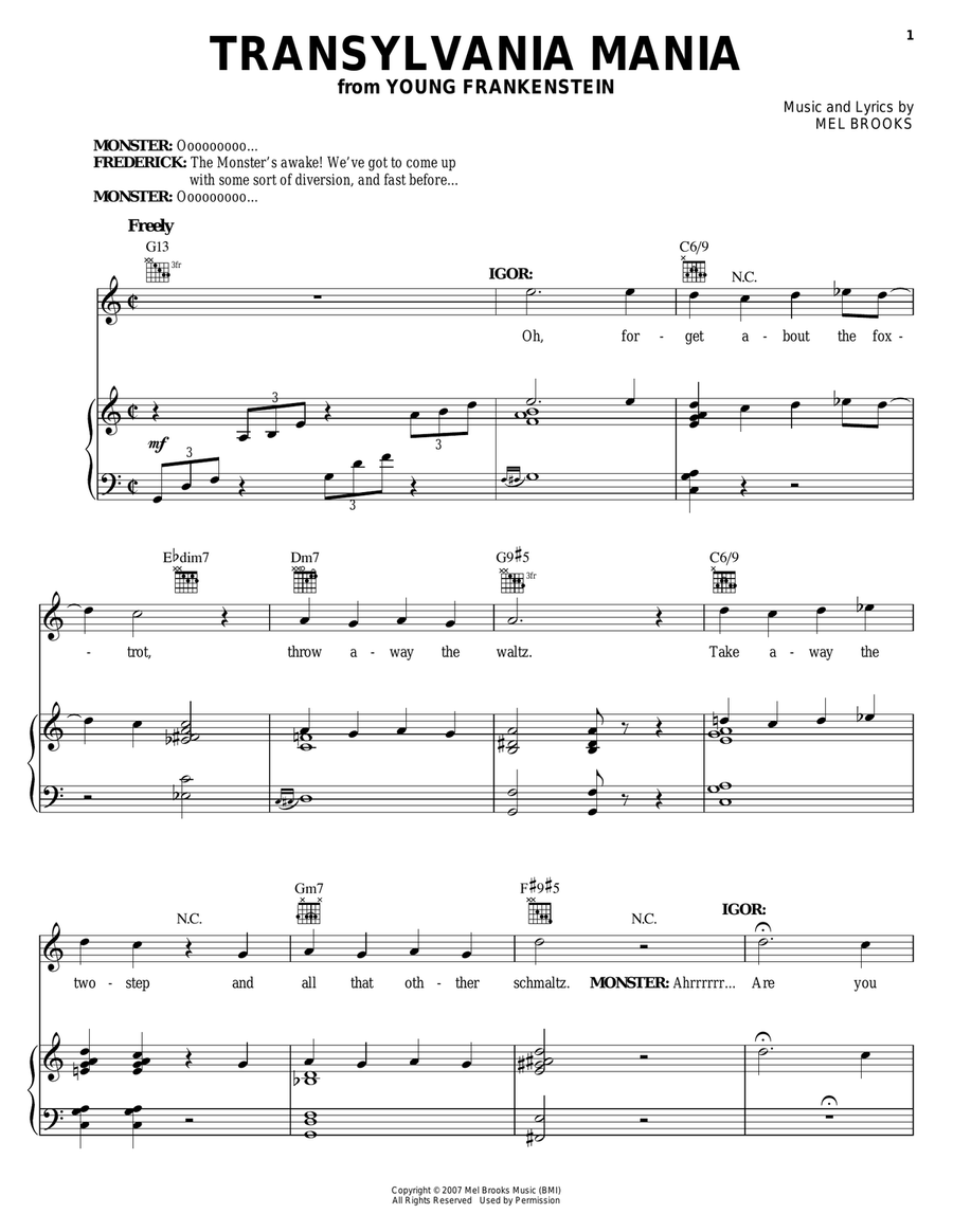 Transylvania Mania Piano, Vocal, Guitar scores gallery preview page 1