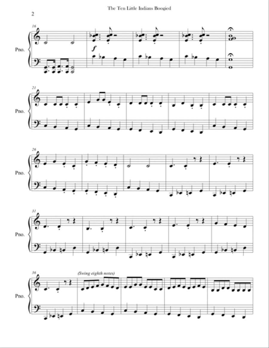 The Ten Little Indians Boogied (Ten Little Indians) The Ten Little Indians Boogied (Ten Little Indians) Piano Method scores gallery preview page 2