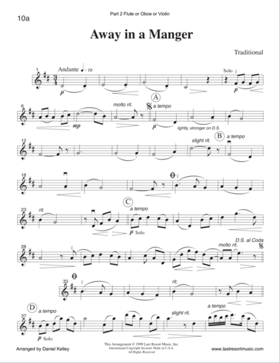 Away in a Manger for String Quartet (or Mixed Quartet or Piano Quintet) Chamber Orchestra scores gallery preview page 5