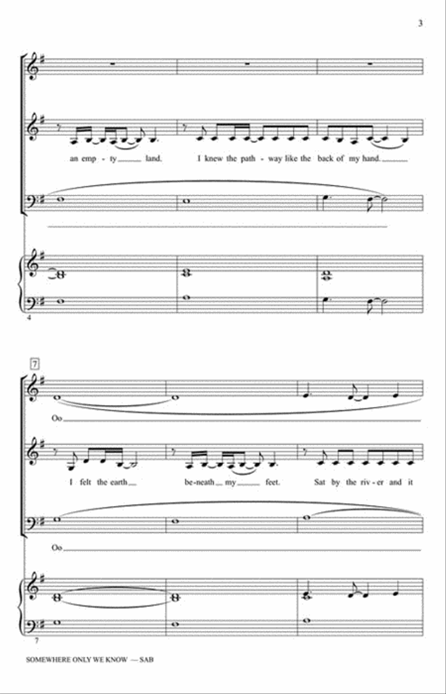 Somewhere Only We Know 3-Part scores gallery preview page 3
