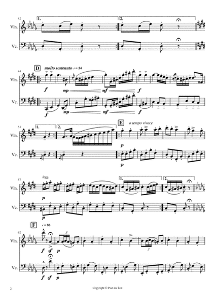 Hungarian Dance no. 6 in Db - J Brahms (WoO 1 - J Brahms (Violin & Cello) image number null