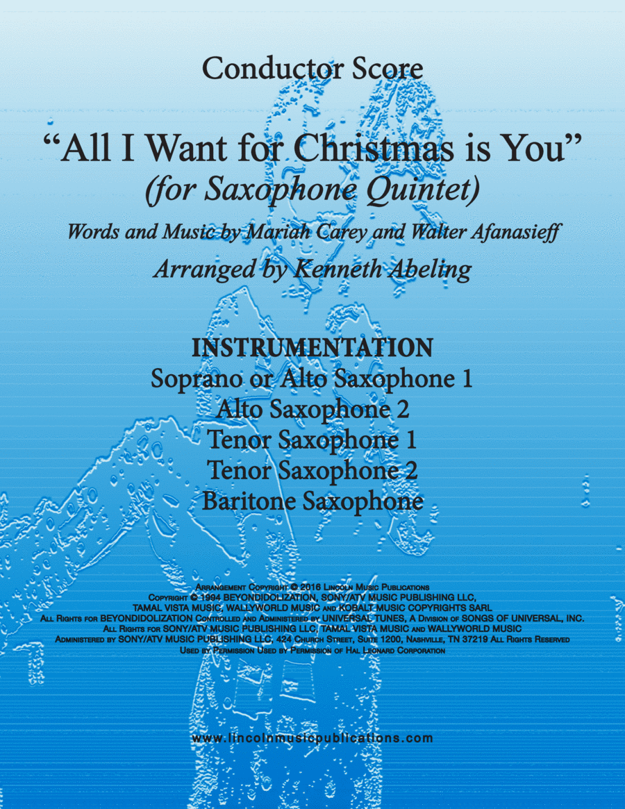 All I Want For Christmas Is You Saxophone Quintet scores gallery preview page 1