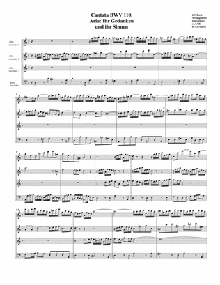 Ihr Gedanken und ihr Sinnen from cantata BWV 110 (arrangement for 4 recorders)