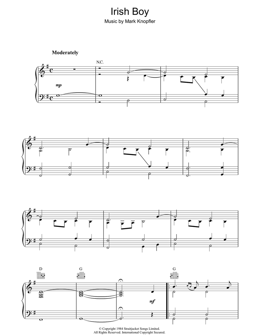 Irish Boy (from Cal) Piano Solo scores gallery preview page 1