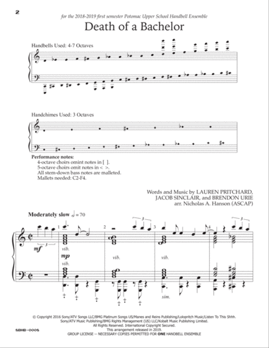 Death Of A Bachelor Handbell Choir scores gallery preview page 2