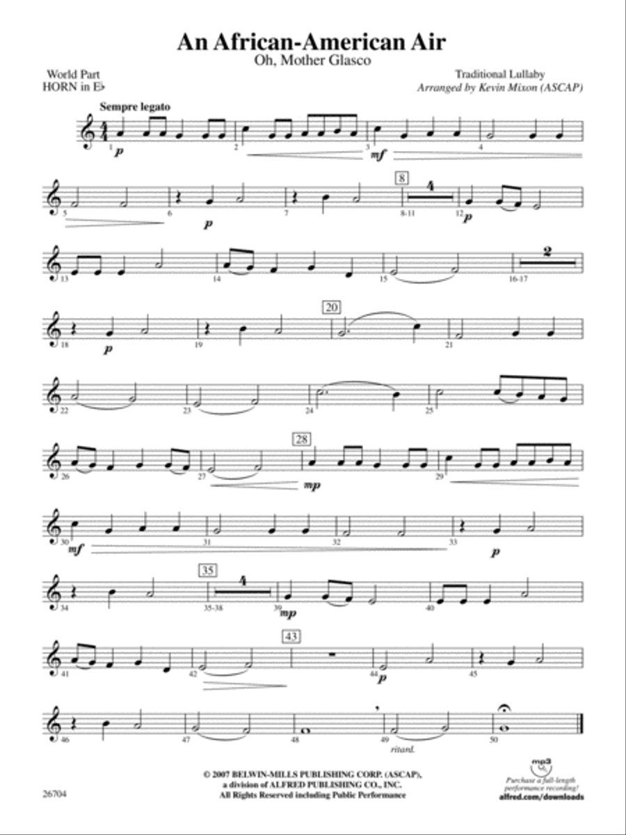An African-American Air: (World Part) 1st Horn in E-flat Concert Band scores gallery preview page 1