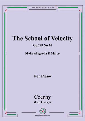 Book cover for Czerny-The School of Velocity,Op.299 No.24,Molto allegro in D Major,for Piano