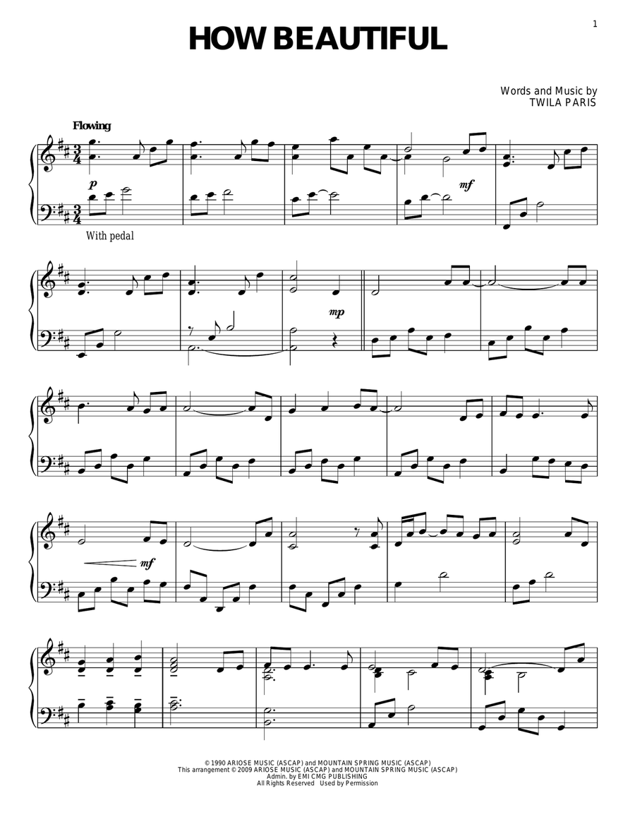 How Beautiful Piano Solo scores gallery preview page 1