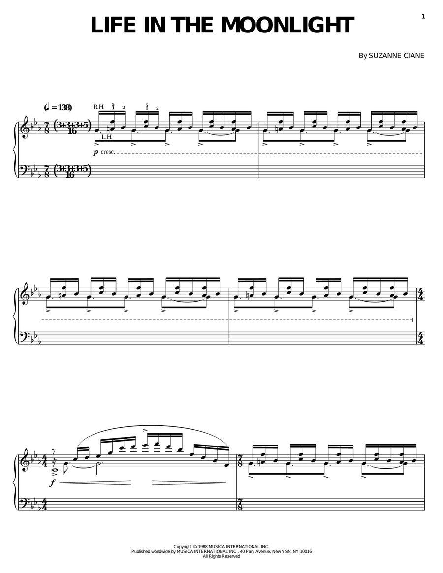 Life In The Moonlight Piano Solo scores gallery preview page 1