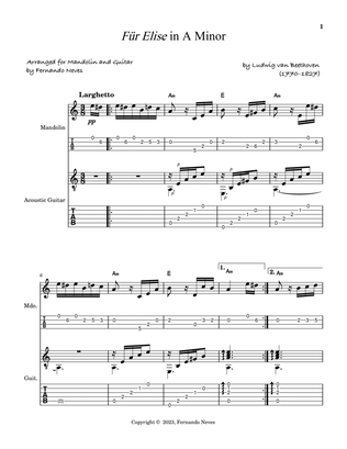 Für Elise for Mandolin and Acoustic Guitar