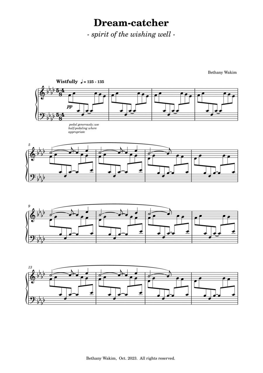 Dream-catcher Piano Solo scores gallery preview page 1