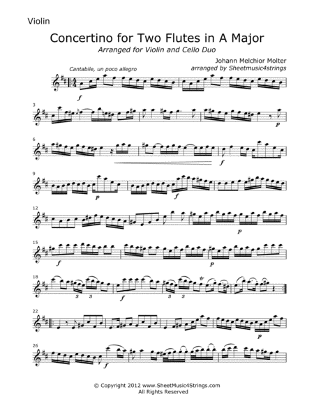 Molter, J. - Concertino (Mvt. 1) for Violin and Cello image number null