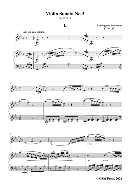 Beethoven-Violin Sonata No.3 in E flat Major,Op.12 No.3,for Violin and Piano