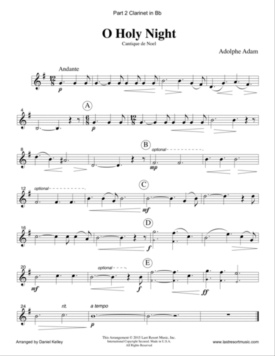 O Holy Night for Woodwind Trio (2 Clarinets & Bassoon) Set of 3 Parts Woodwind Trio scores gallery preview page 3