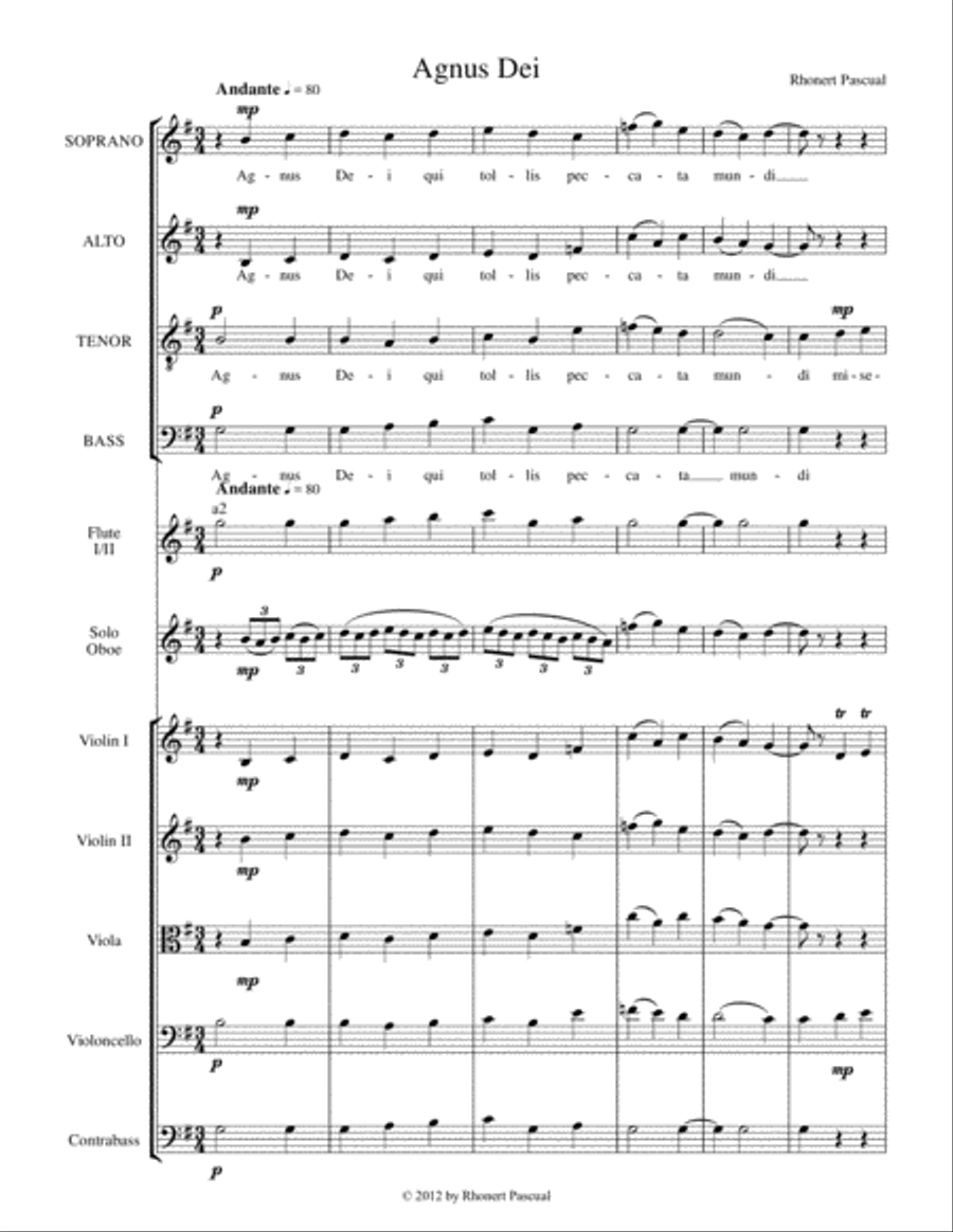 Agnus Dei Agnus Dei 4-Part scores gallery preview page 1