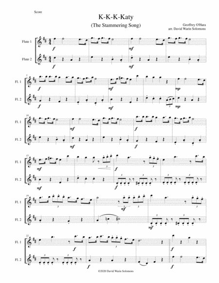 K-K-K-Katy (The stammering song) arranged for 2 flutes image number null
