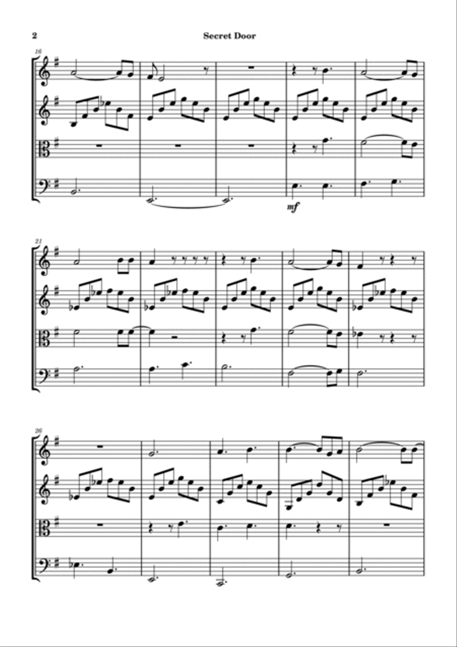 Secret Door Secret Door String Quartet scores gallery preview page 2