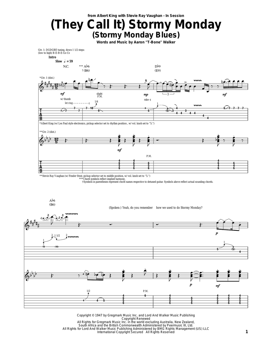 (They Call It) Stormy Monday (Stormy Monday Blues) Acoustic Guitar scores gallery preview page 1