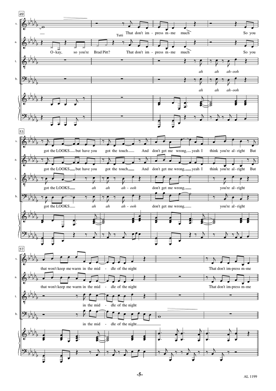 That Don't Impress Me Much 4-Part scores gallery preview page 5