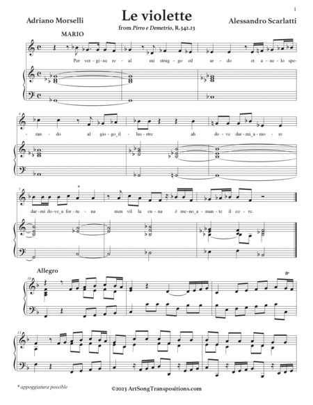 SCARLATTI: Le violette (transposed to F major)
