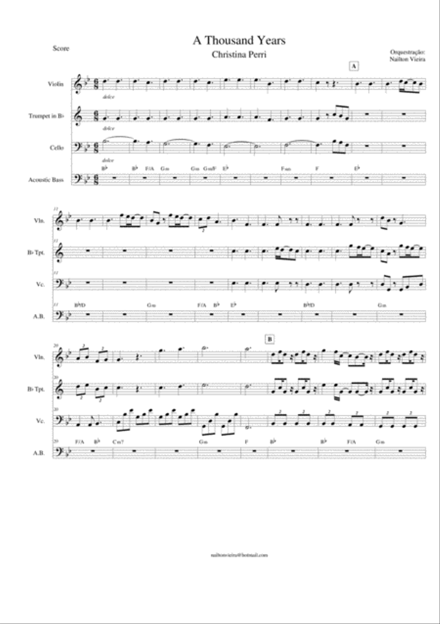 A Thousand Years Small Ensemble scores gallery preview page 1