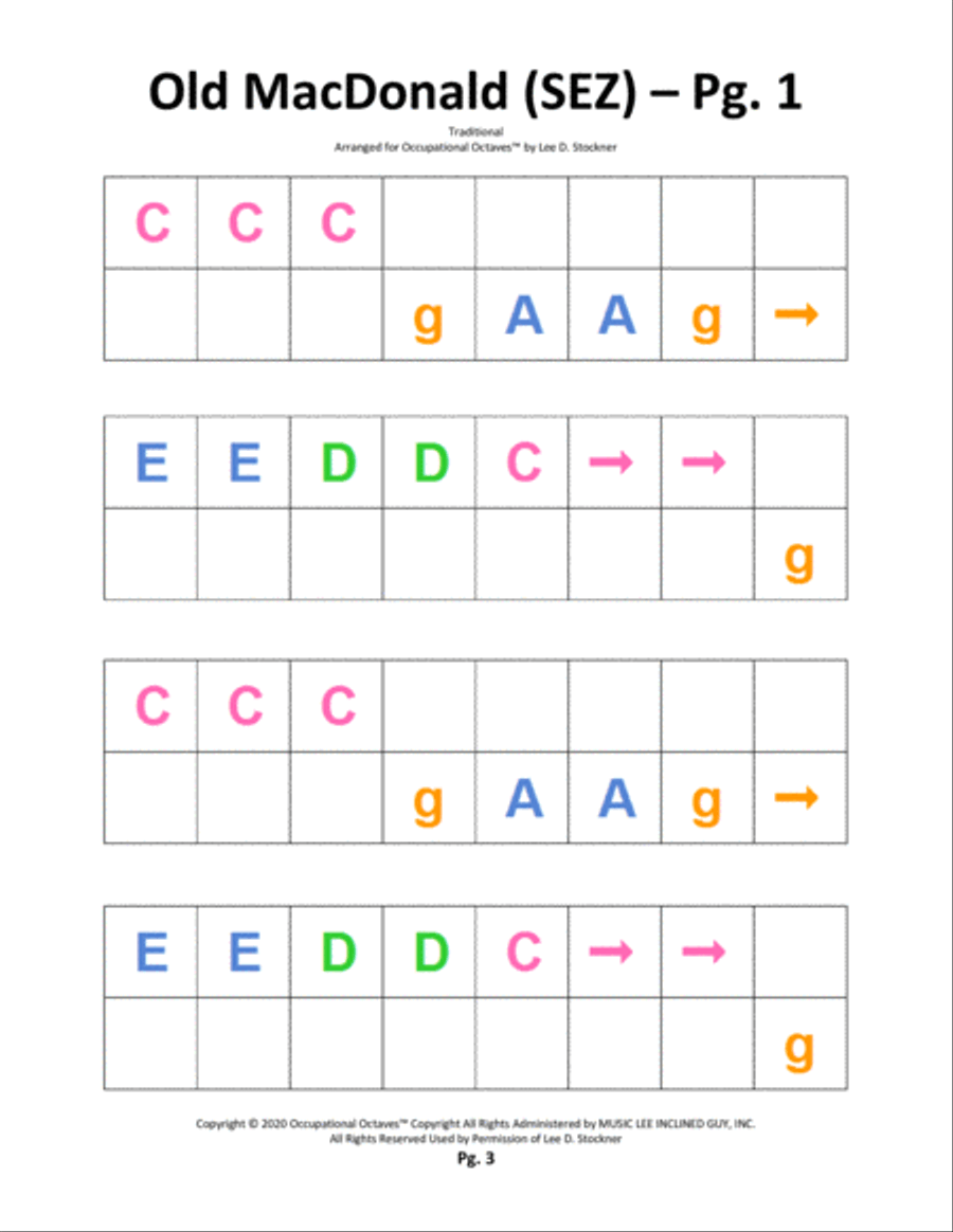 Occupational Octaves Piano™ Supplement 1.1D (Here Comes the Bride, Musette, and Are You Sleeping) Piano Solo scores gallery preview page 4