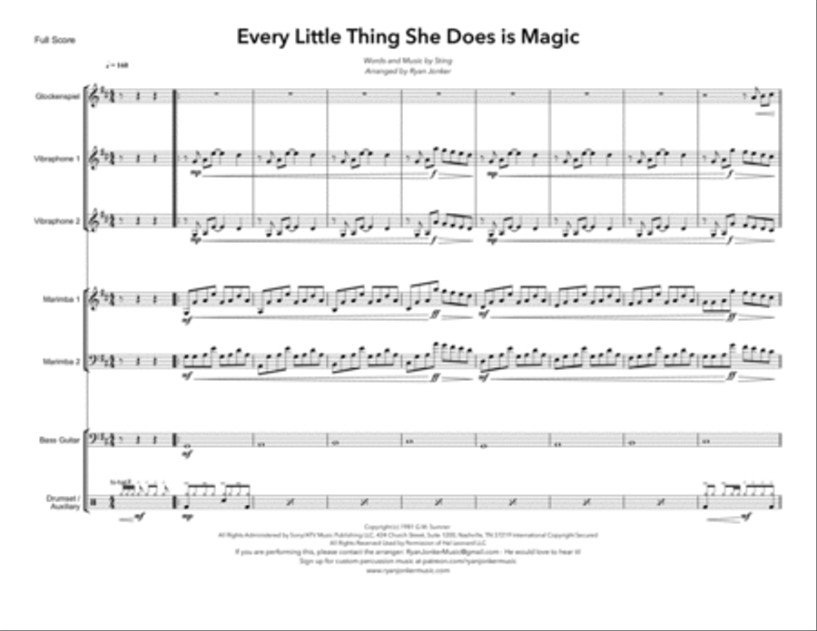 Every Little Thing She Does Is Magic Percussion Ensemble scores gallery preview page 2