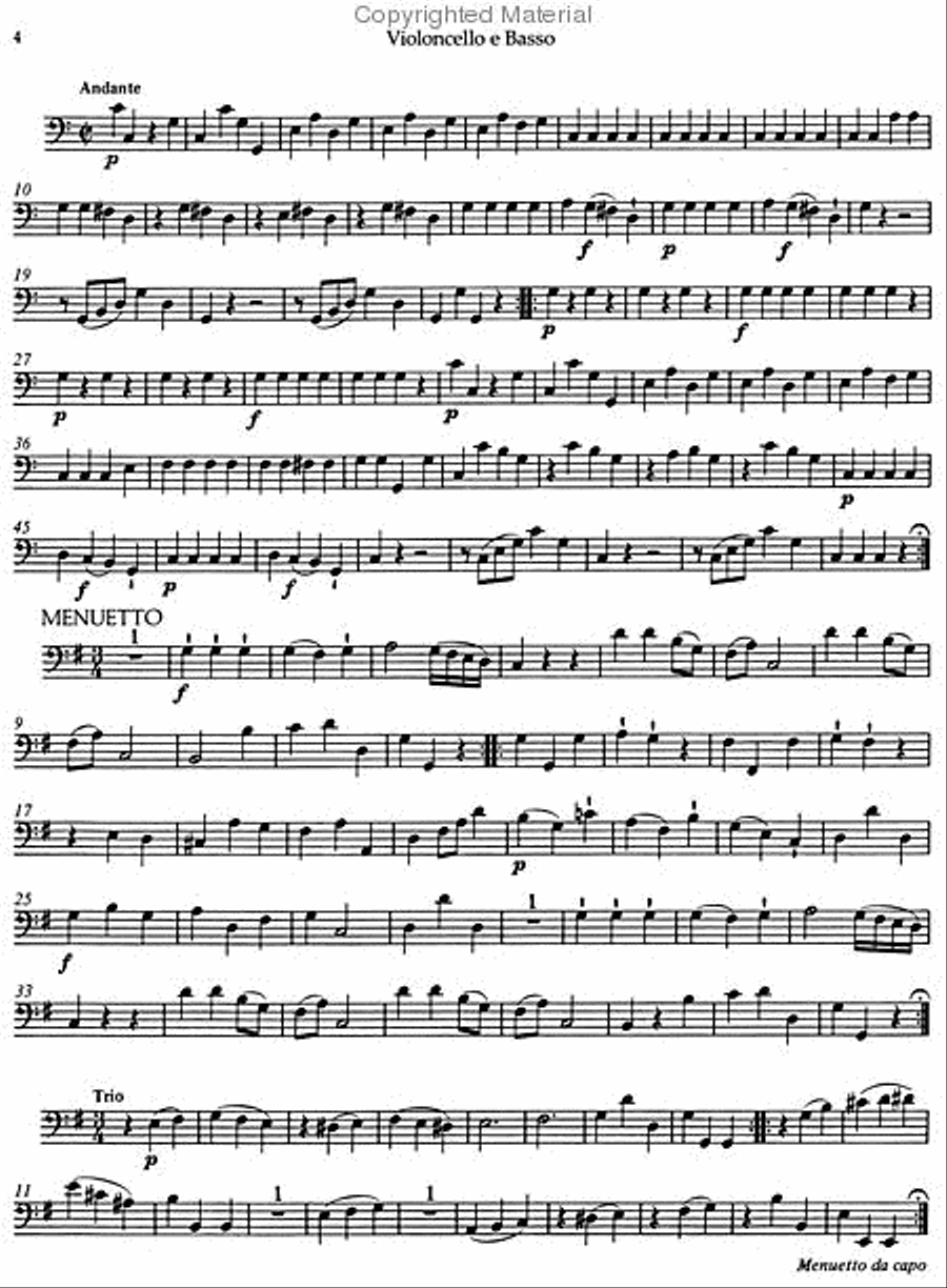 Symphony, No. 12 G major, KV 110(75b) Double Bass scores gallery preview page 2