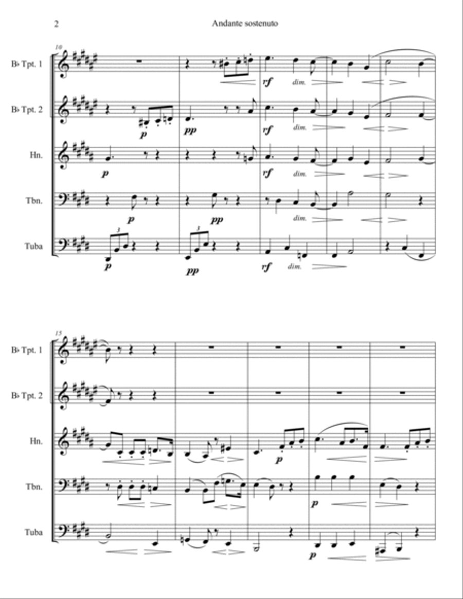 Andante sostenuto (Symphony No. 1 in C Minor, Op.68: II) Brass Ensemble scores gallery preview page 3