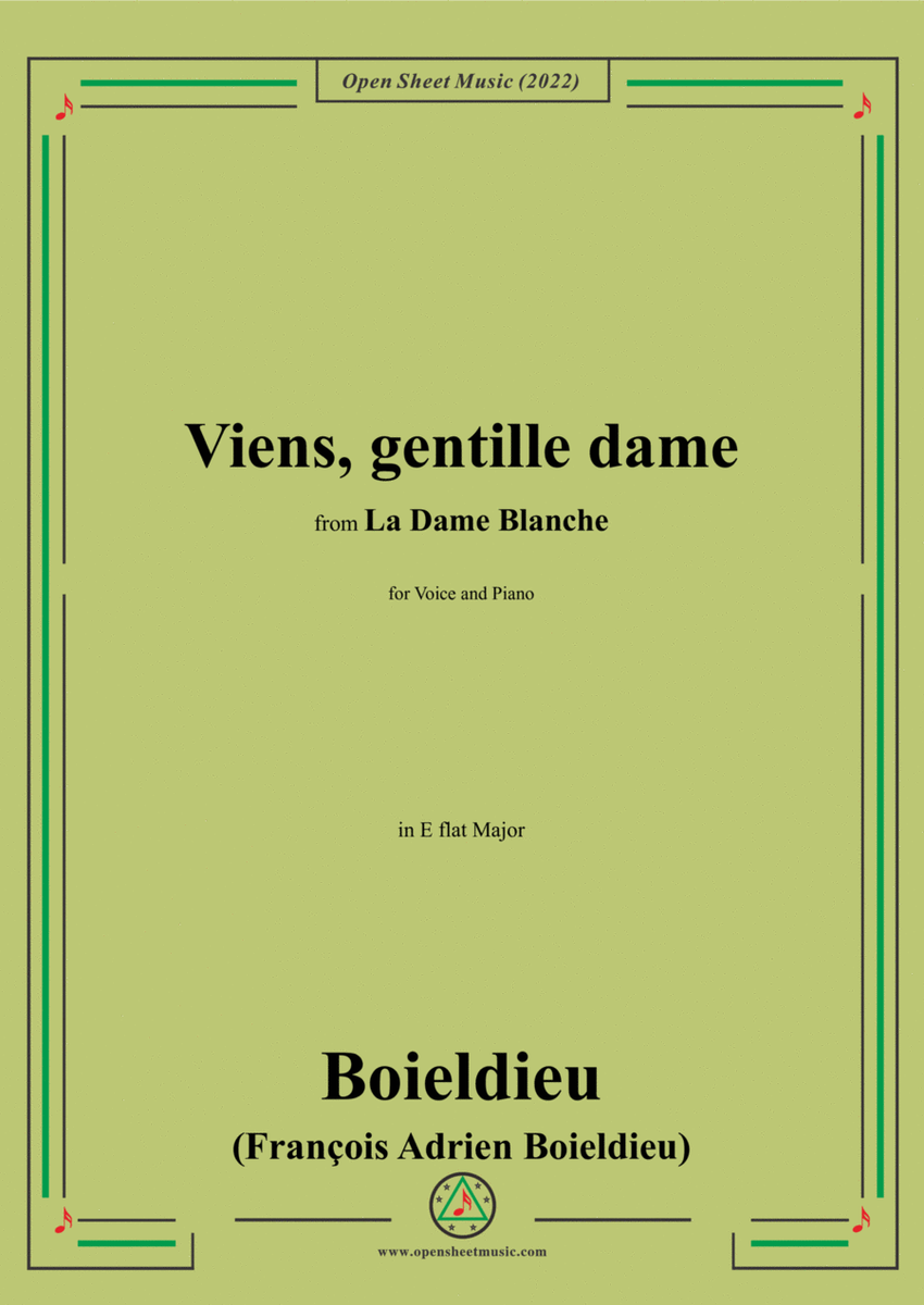 Boieldieu-Viens,gentille dame,in E flat Major,from 'La Dame Blanche',for Voice and Piano
