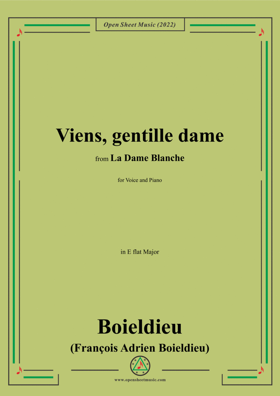 Book cover for Boieldieu-Viens,gentille dame,in E flat Major,from 'La Dame Blanche',for Voice and Piano