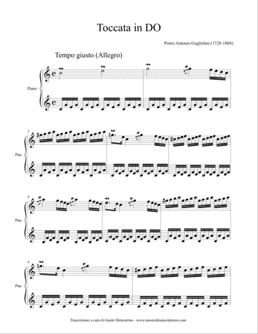 Pietro Alessandro Guglielmi (1728-1804) - Toccata per cembalo in DO A Cappella scores gallery preview page 1