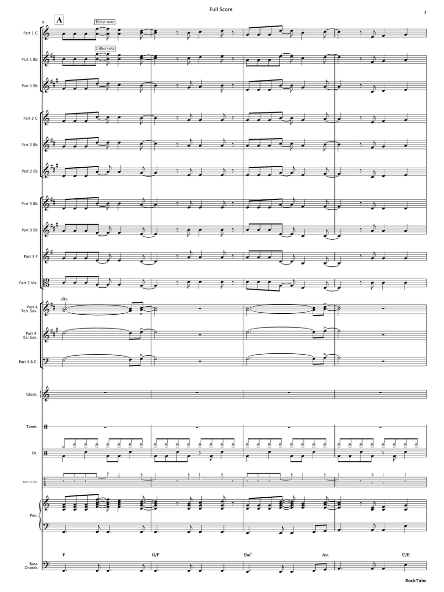 RockTube (Flexible Instrumentation) Concert Band scores gallery preview page 5