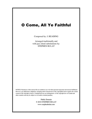 O Come, All Ye Faithful - Lead sheet arranged in traditional and jazz style (key of G)